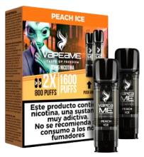 Vapeador Desechable Vapeame Kit Recambio 2P 800 Usos Con Nicotina 2% Sabor Peach Ice / Melocoton Refrescante