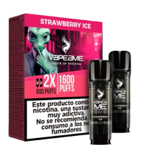 Vapeador Desechable Vapeame Kit Recambio 2P 800 Usos Con Nicotina 2% Sabor Strawberry Ice / Fresa Refrescante