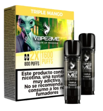 Vapeador Desechable Vapeame Kit Recambio 2P 800 Usos Con Nicotina 2% Sabor Triple mango / Triple Mango