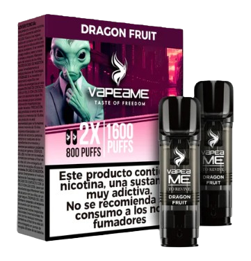 Vapeador Desechable Vapeame Kit Recambio 2P 800 Usos Con Nicotina 2% Sabor Dragon Fruit / Pitaya