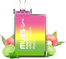Vapeador Desechable Muss Fusin 700 Usos Con Nicotina 2% Sabor Green Lemon Peach / Limn Verde y Melocotn