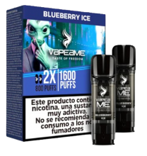 Vapeador Desechable Vapeame Kit Recambio 2P 800 Usos Con Nicotina 2% Sabor Blueberry Ice / Arandano Refrescante