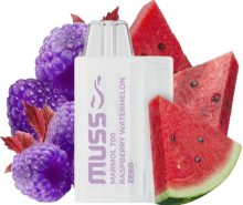 Vapeador Desechable Muss Mrmol 700 Usos Sin Nicotina Sabor Raspberry Watermelon / Frambuesa Sanda