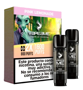 Vapeador Desechable Vapeame Kit Recambio 2P 800 Usos Con Nicotina 2% Sabor Pink Lemonade / Limonada Rosa