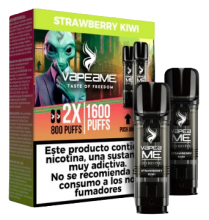 Vapeador Desechable Vapeame Kit Recambio 2P 800 Usos Con Nicotina 2% Sabor Strawberry Kiwi / Fresa Kiwi