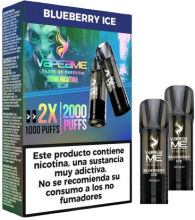 Vapeador Desechable Vapeame Kit Recambio 2P 1000 Usos Con Nicotina 2% Sabor Blueberry Ice / Arandano Refrescante