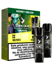 Vapeador Desechable Vapeame Kit Recambio 2P 800 Usos Con Nicotina 2% Sabor Honey Melon / Melon Dulce